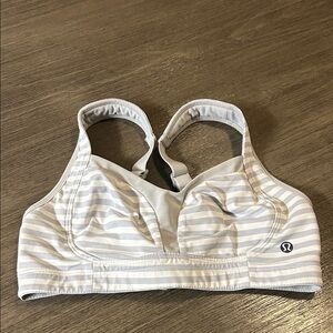lululemon athletica Light Gray Striped Sports Bra